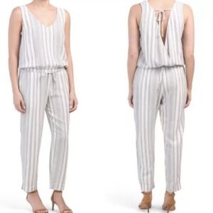 Cloth And Stone Linen Blend Striped Jumpsuit - Size S